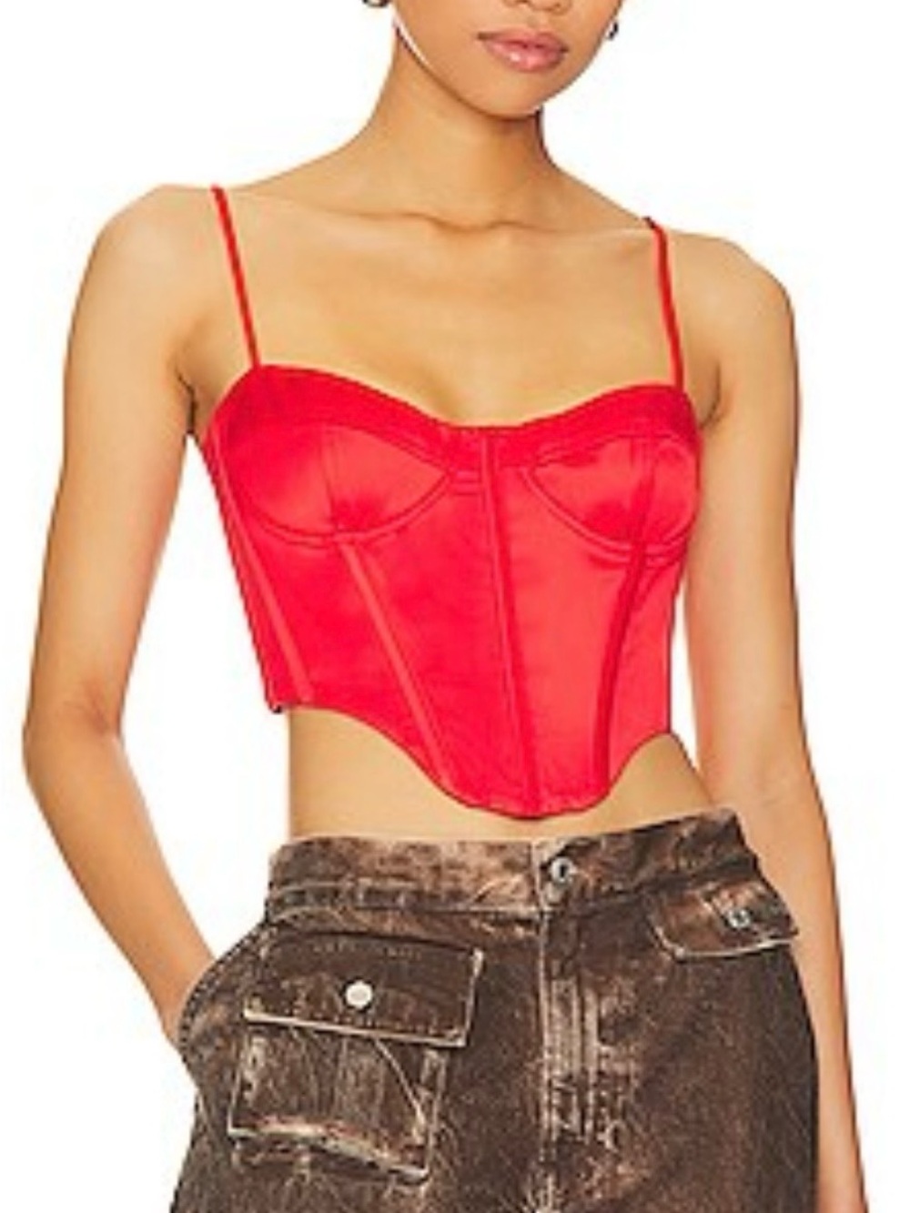 Bardot Red Corset Top